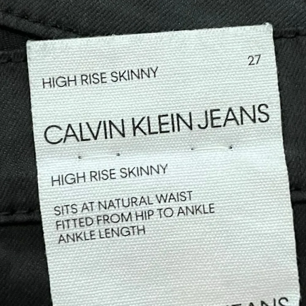 Calvin Klein Jeans Black High Rise Skinny‎ Jeans, Size 27, NWT